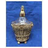 Vintage ormolu gold plated filigree perfume bottle