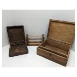 Lot of 3 wood decor items