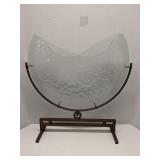 Frosted Slump Glass Vase on metal stand