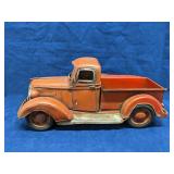 Red metal truck, unbranded