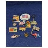 Group of  assorted lapel & hat pins plus pinbacks