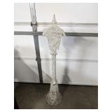 Silver glitter lighted lamp post decoration