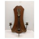 Brass/bronze w/ wood back wall scounce