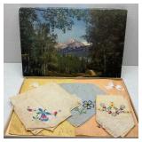 Vtg Set of Embroidered Ladies Handkerchiefs Stains