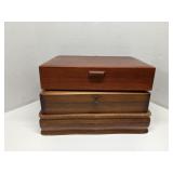 3 Wood silverware chests - empty