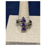 Purple Rhinestone ring size 7