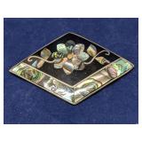 Alpaca Mexico Black Onyx Abalone Shell brooch