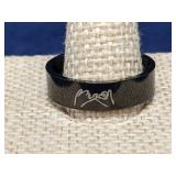 Black wedding band engraved 'I Love You'