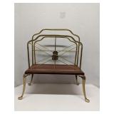Brass and wood magazine rack