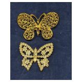 Lot of 2 Butterfly Brooches