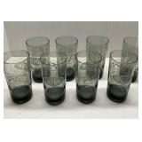 Set of 8 Vtg Smoke Glass Tumblers DuPont 25 Anniv