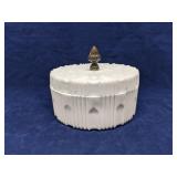 Vintage milk glass divided container with lid