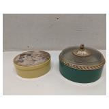 Lot of 2 vintage dustingpowder containers
