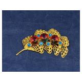 Rainbow Rivoli Spray Blue Rhinestone Brooch