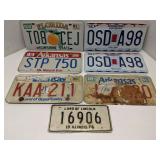 Group of old license plates