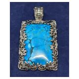 Turquoise & silvertone pendant