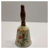 Ceramic Hand Bell with Wood Handle Hand Painted