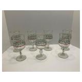 7 Vtg Libbey Holly Berry Wine Glasses Stemmed Base