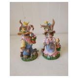 Set of 2 Easter Spring Bunny Figurines