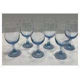 Set of 6 Light Blue Duz Crystal Swirl Base Wine