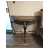 Half round side table, metal base
