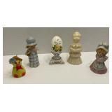 Lot of 2 Bells and 3 Figurines