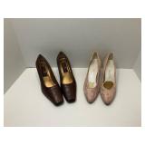 2 Pair of heeled dress shoes sizes 7 & 8