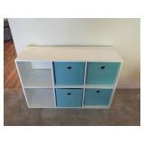 Modern press board shelf w/ fabric totes