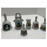 8) Christmas Related Cermeric Bells Vintage