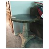 Round faux marble top side table