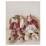 Vintage folk art rabbit dolls