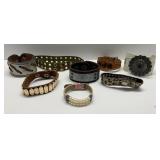 Group of Leather Bracelets with various Accents  &