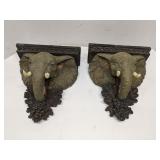 Pair of Elephant wall shelves