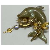 Rare Kirks Folly Gold Tone Nautical Dolphin Signed