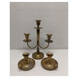 Lot of 3 brass candle holders, vintage