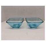 Lot of 2 Hazel Atlas Capri Colony Blue Glass Bowls