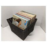 Crate of vintage vinyl records