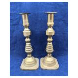 Matched pair of solid brass candle sticks
