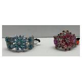 Lot of 2 Beautiful Floral Stretch Bracelets