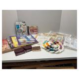 Lot of Embroidery Books, Thread, Sewing Kits