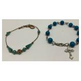 Blue Pocket Rosary & Bracelet w/ Virgin Mary