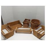 Group of wood and wicker decor items