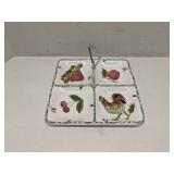 Lefton divided serving dish, farm theme