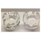 Pair of Crystal Tealight Candle Holder Signed