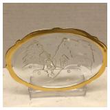 Vintage Mikasa Holiday Lights Crystal Dish w/ Gold