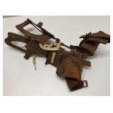 Antique Ice Skates Clamp On Leather Strap