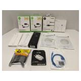 Group of USB cords & adapters, most new