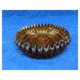 Indiana Glass Diamond Point Amber Candle Holder