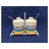1970s Hoan rainbow striped condiment set