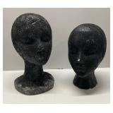 2 Shiny Black Mannequin Heads